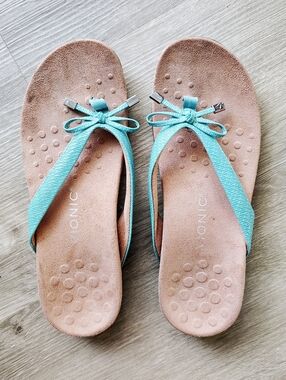 Vionic Bella II Teal Flip Flop Sandals With Bow Women's Size 9